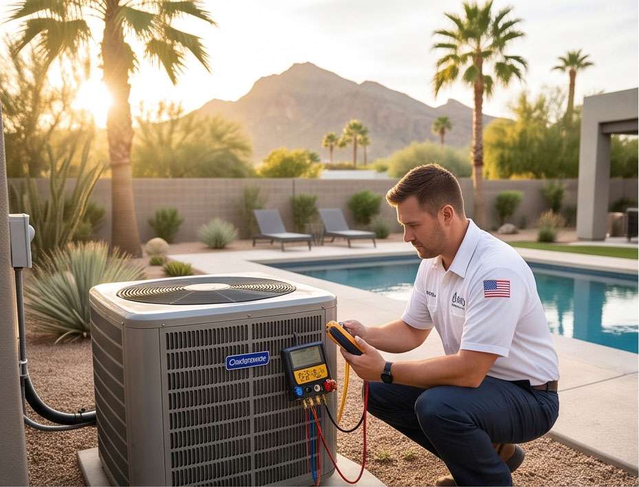 Technician providing HVAC repair and installation in Paradise Valley AZ